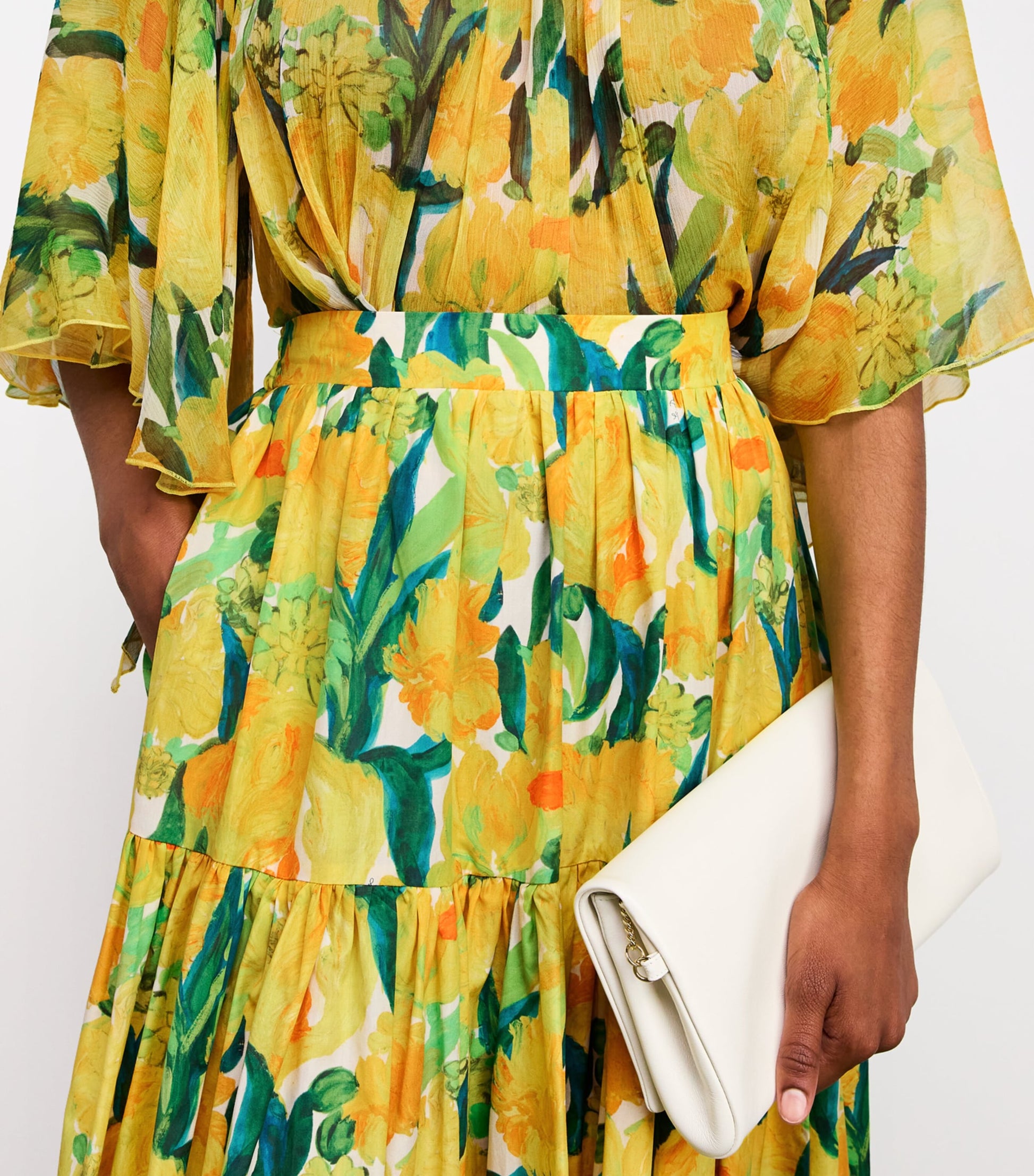 La Doublej Multi Floral Pleated Oscar Maxi Skirt