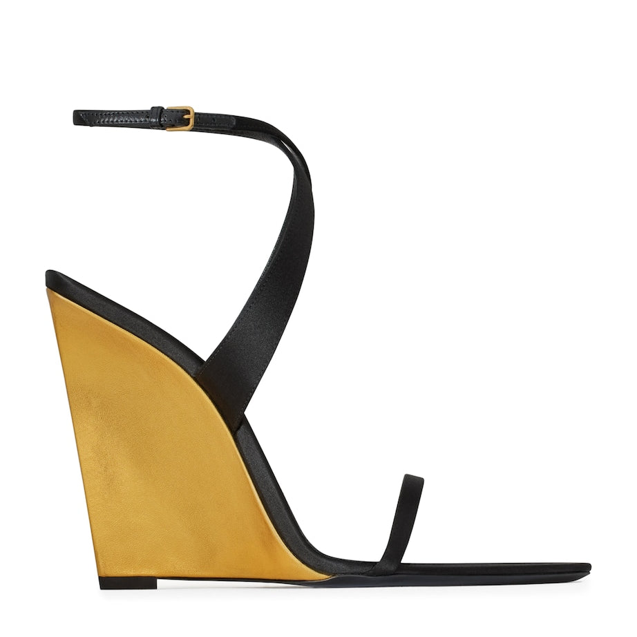 Saint Laurent Black Salomé Wedge Sandals 110