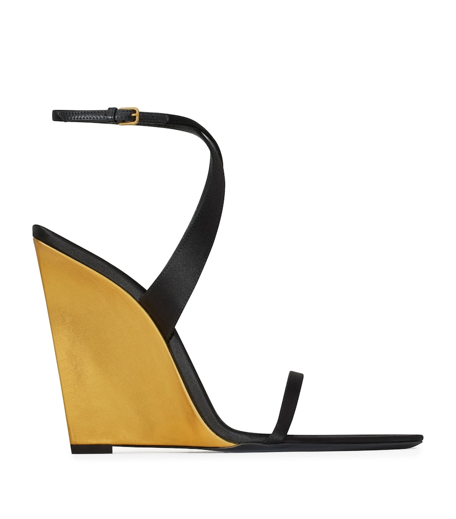 Saint Laurent Black Salomé Wedge Sandals 110