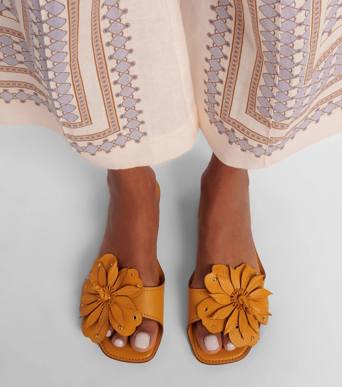 Zimmermann - Brightside floral-appliqué leather sandals