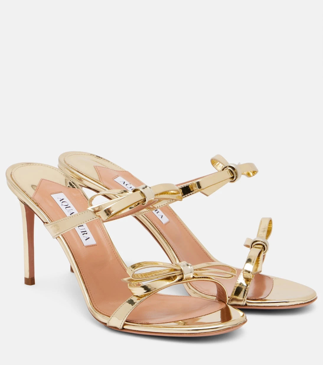 Aquazzura - Soave 85 mirrored faux leather mules