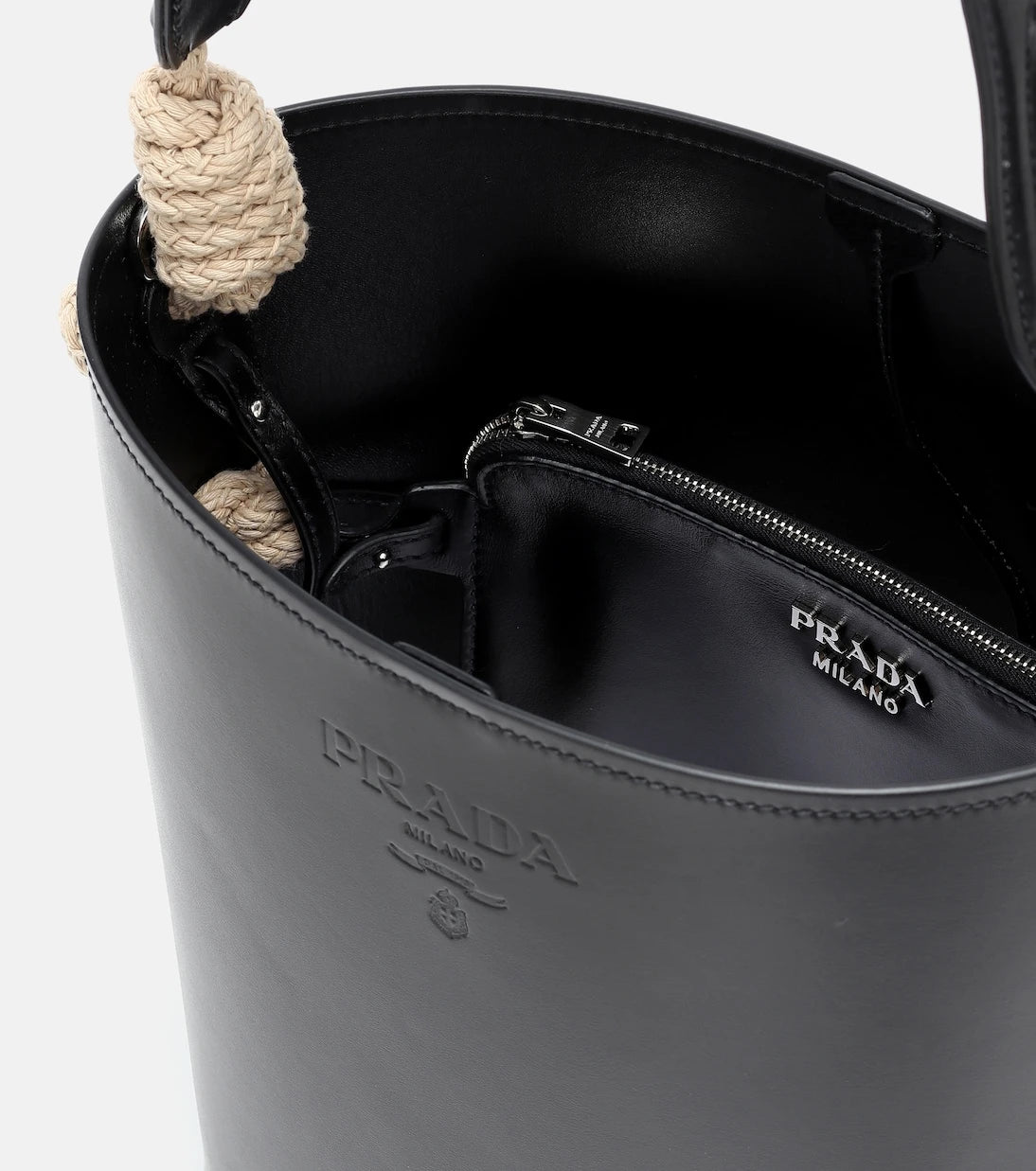 Prada - Tambour leather bucket bag