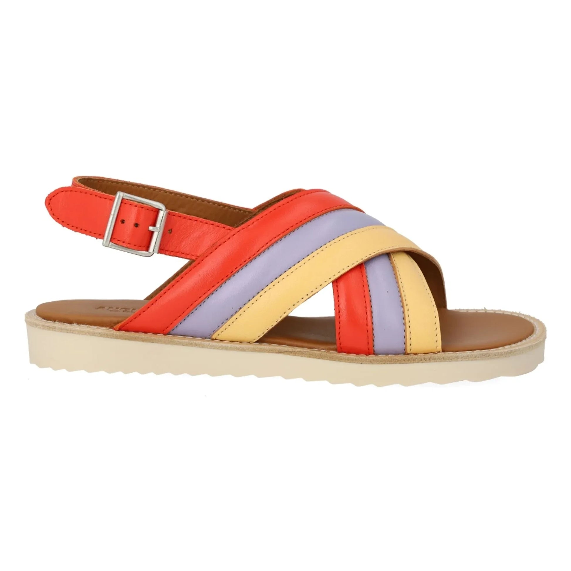 Angulus - Color Block Crossover Sandals | Pale yellow