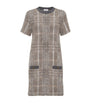 Brunello Cucinelli White Wool-Blend Checked Mini Dress