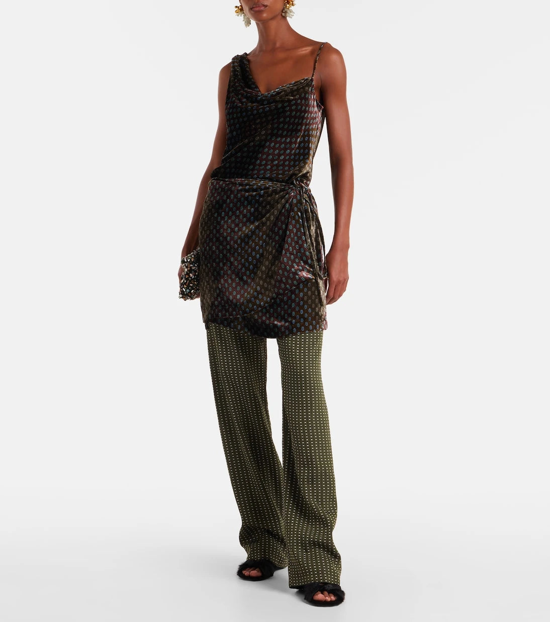 Dries Van Noten - Draped printed velvet top