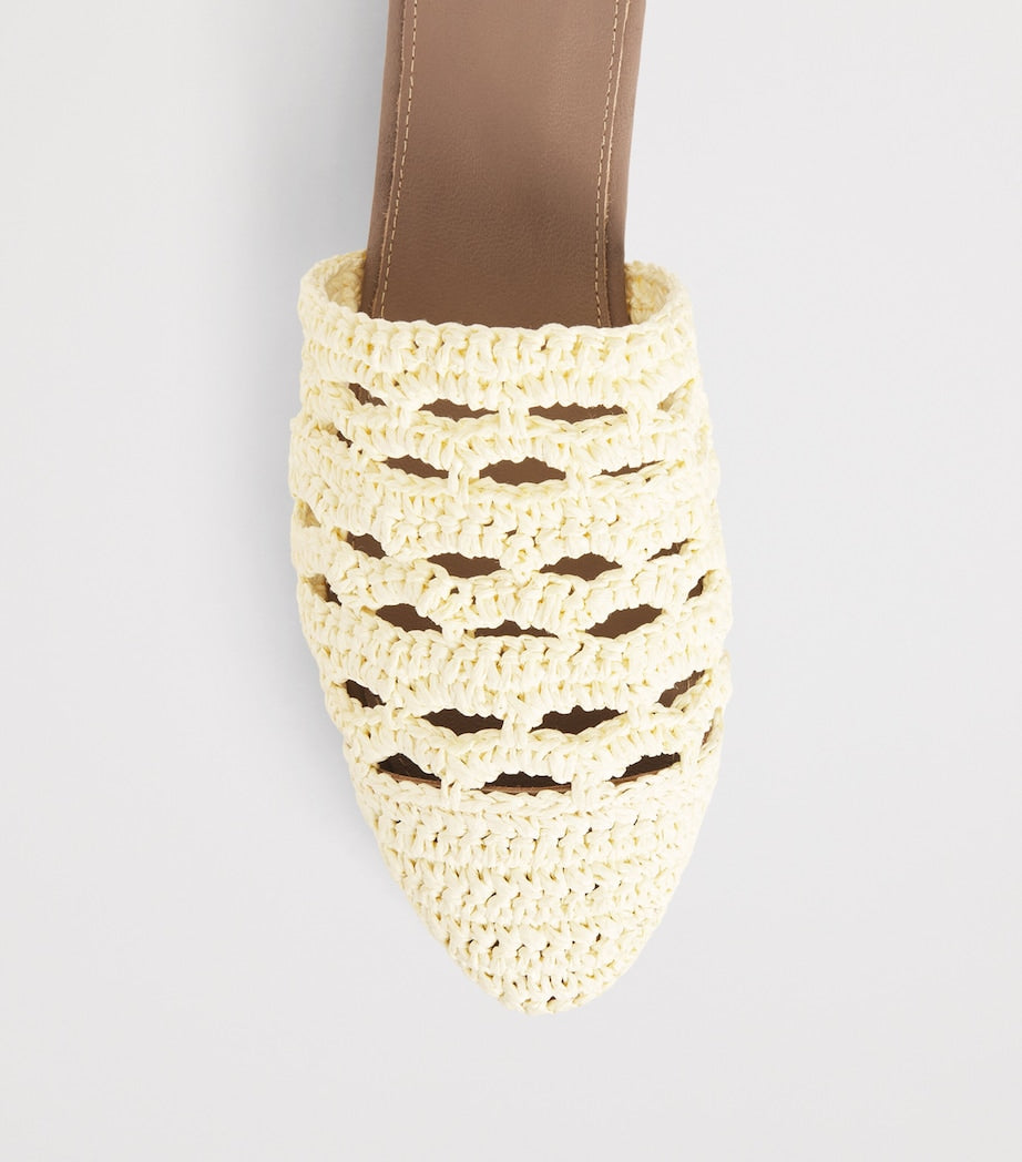 RAMLA Beige Raffia Mules