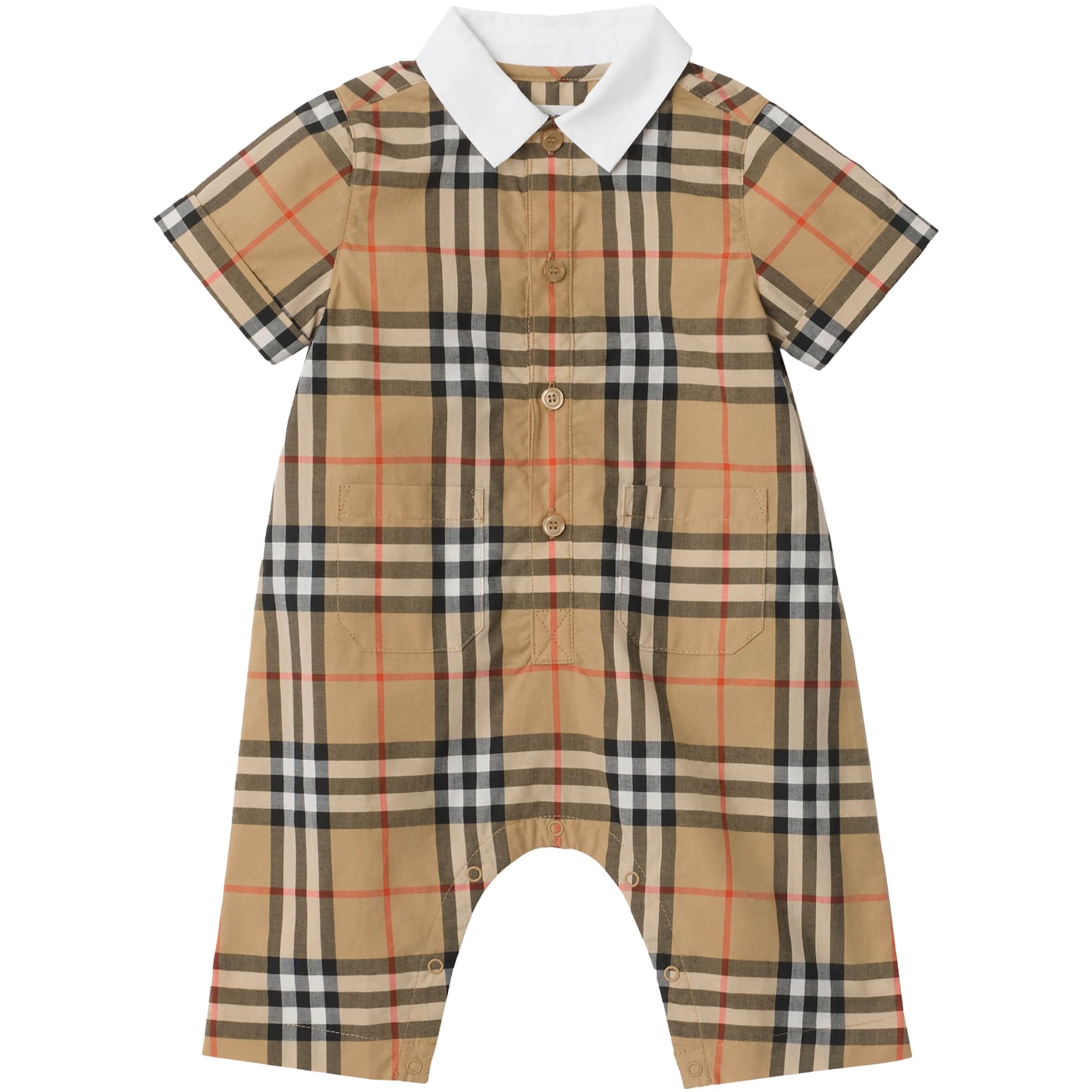 Burberry Kids Cotton Check Playsuit (1-18 Months)