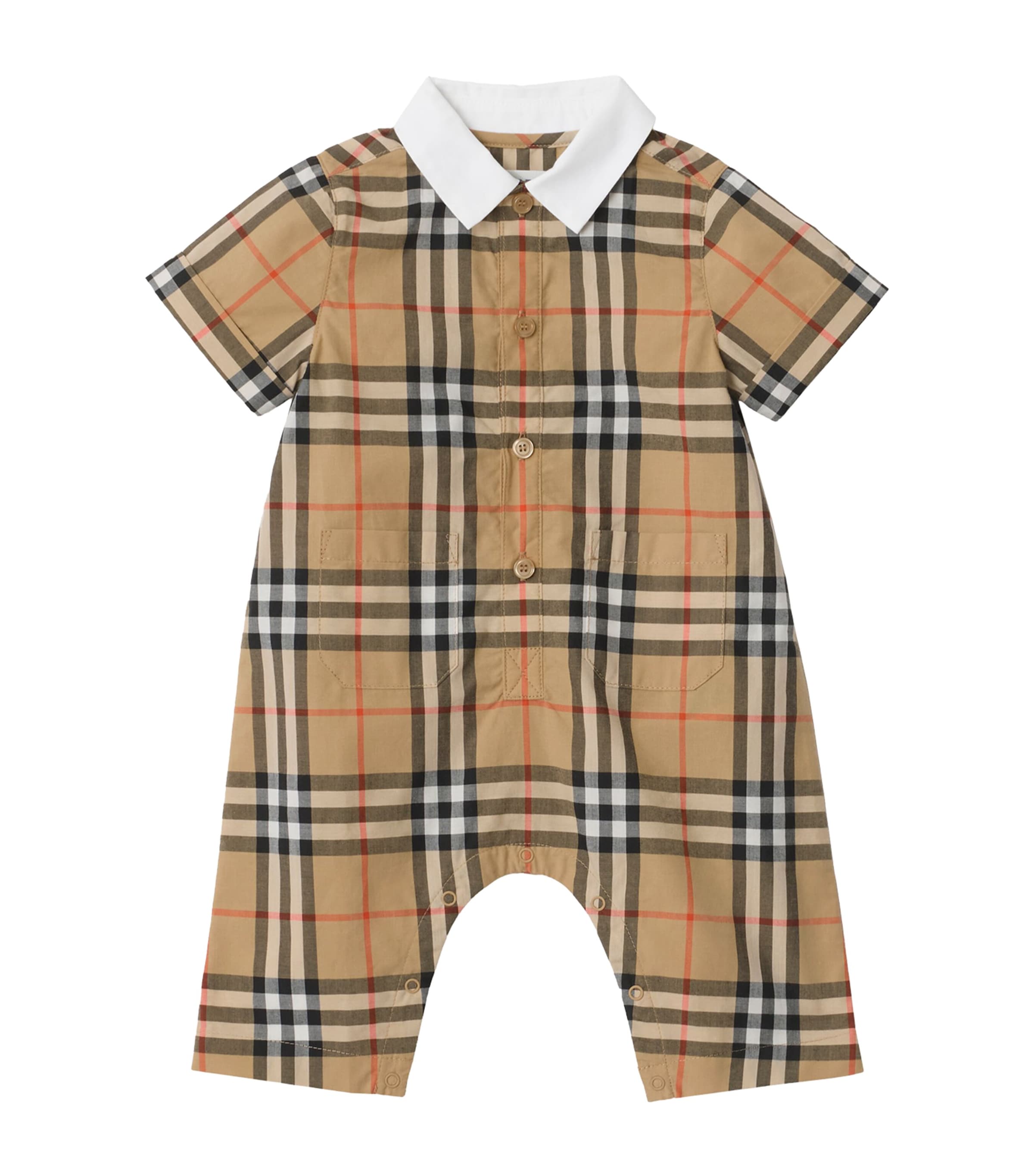 Burberry Kids Cotton Check Playsuit (1-18 Months)