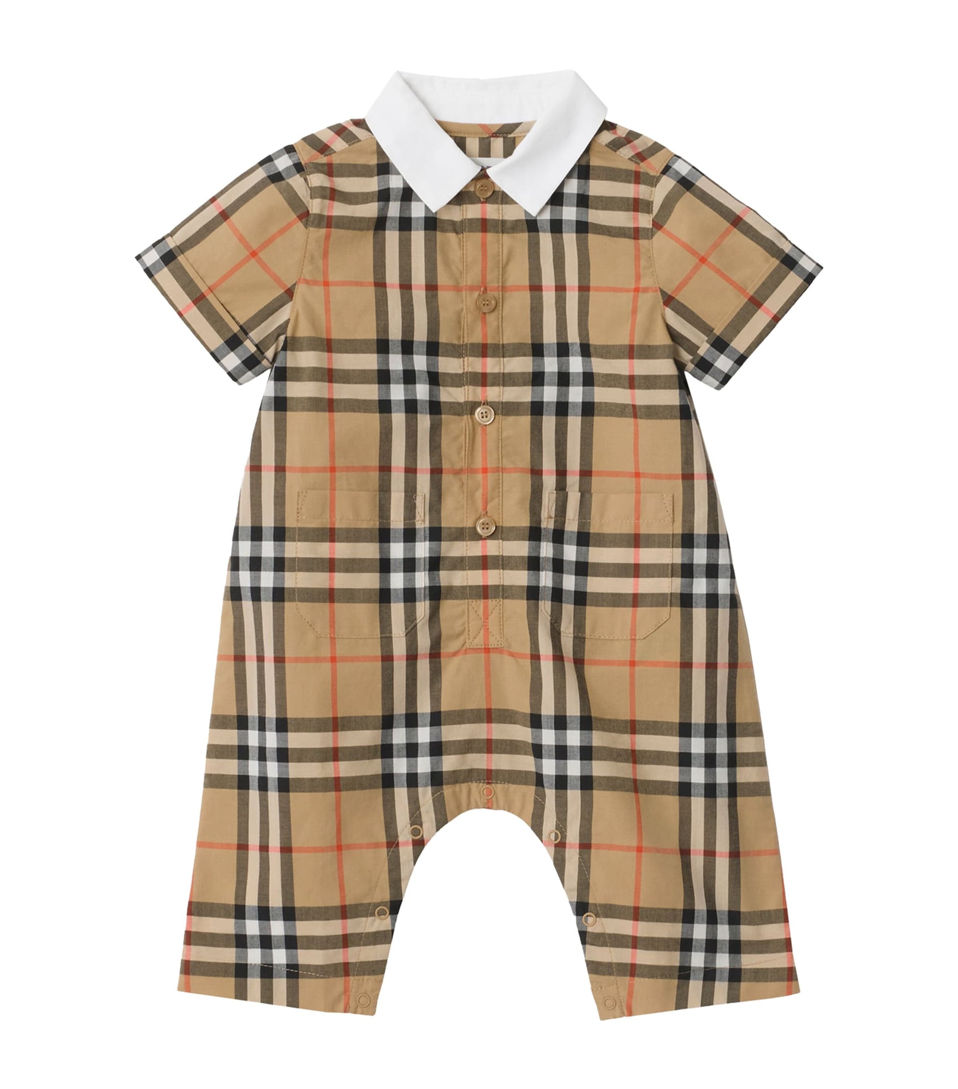 Burberry Kids Cotton Check Playsuit (1-18 Months)