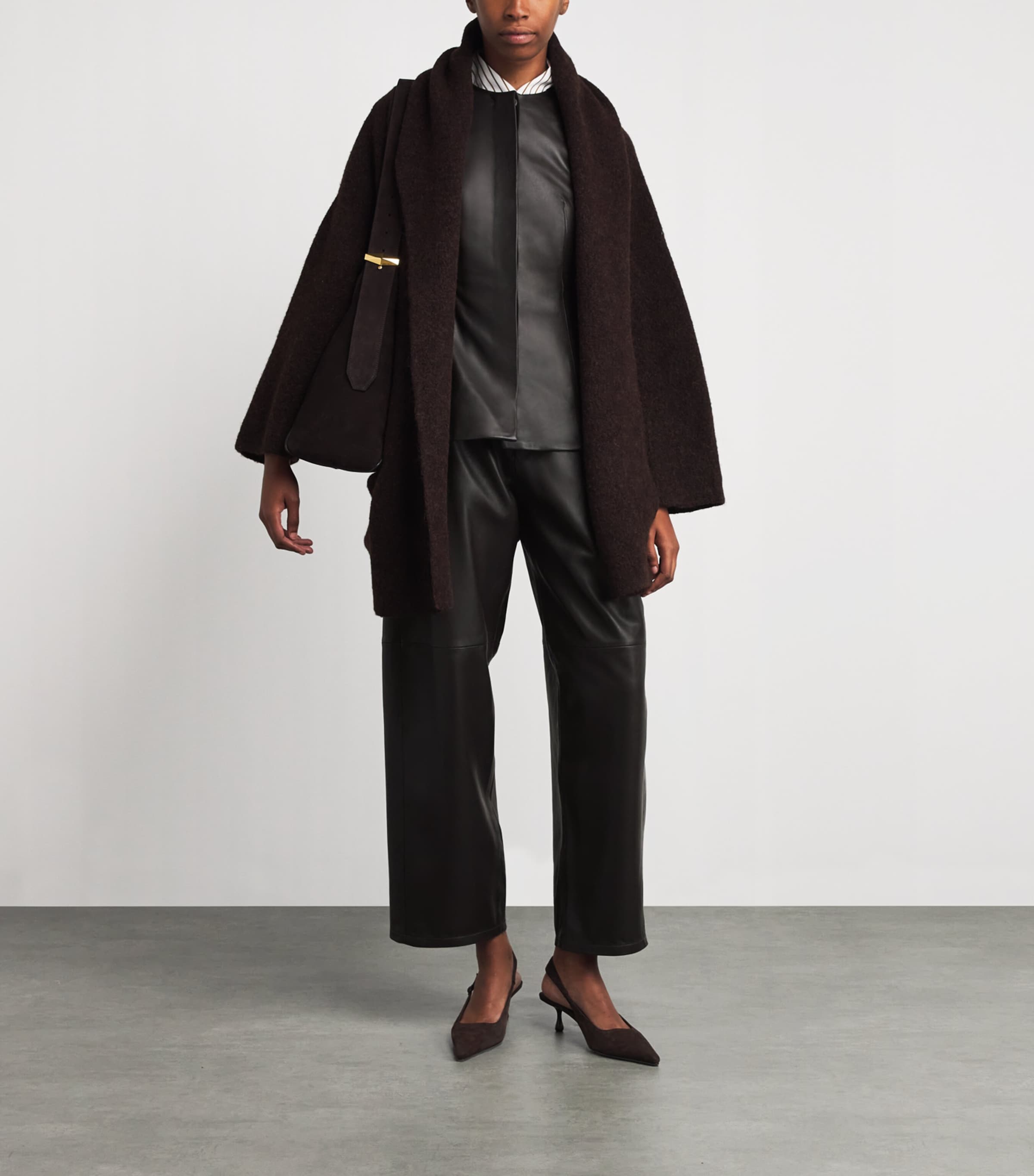 Lauren Manoogian Brown Leather Bodice Top