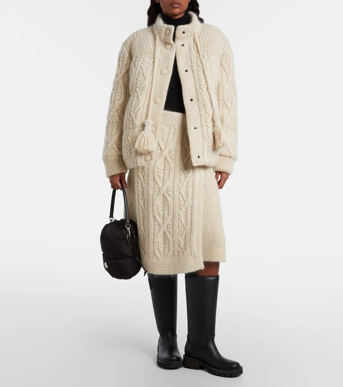 Moncler Grenoble - كارديجان ميلجفين المنتفخ من الصوف والموهير