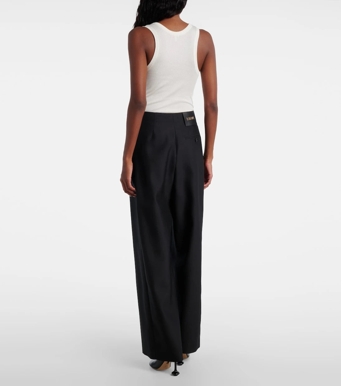 Loewe - Gathered wool and silk wide-leg pants
