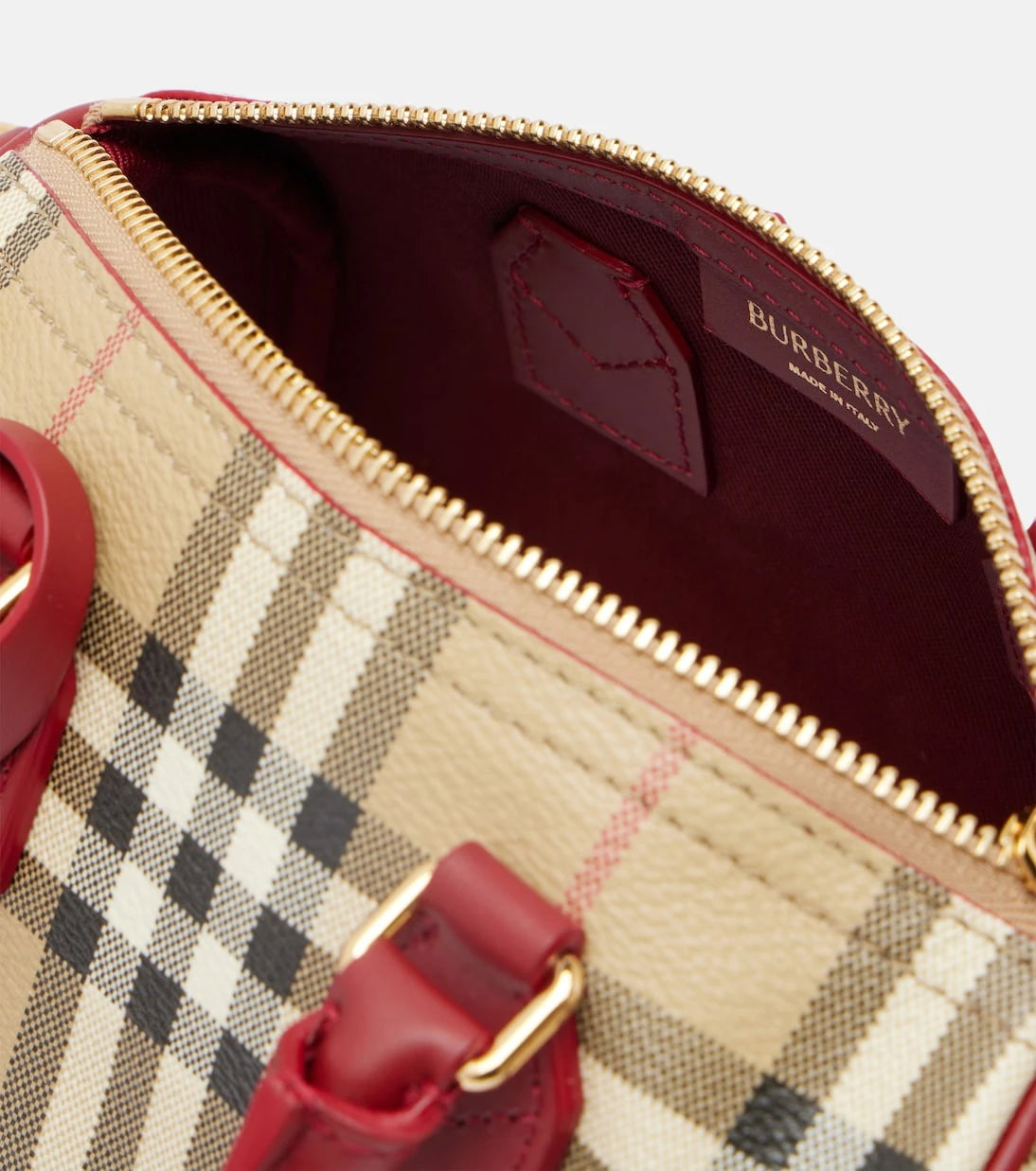 Burberry - Burberry Check Small leather-trimmed canvas tote bag