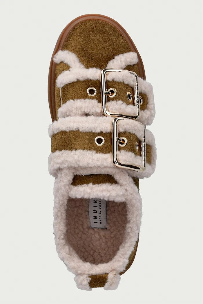 Inuikii Shearling Low Velcro Buckle süet kadın sneaker