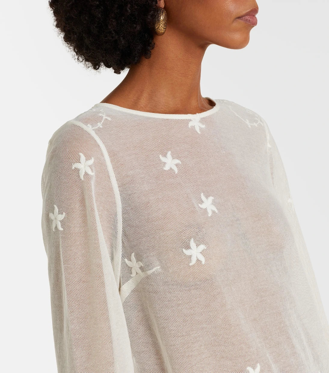 Posse - Cove embroidered sheer cotton tulle kaftan