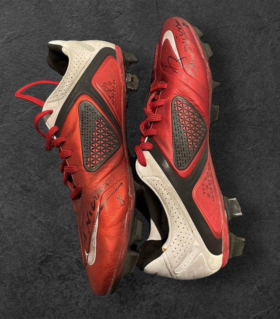 Andrés Iniesta Multi Match-Worn & Signed 2010-11 Barca Season Boots Framed Display