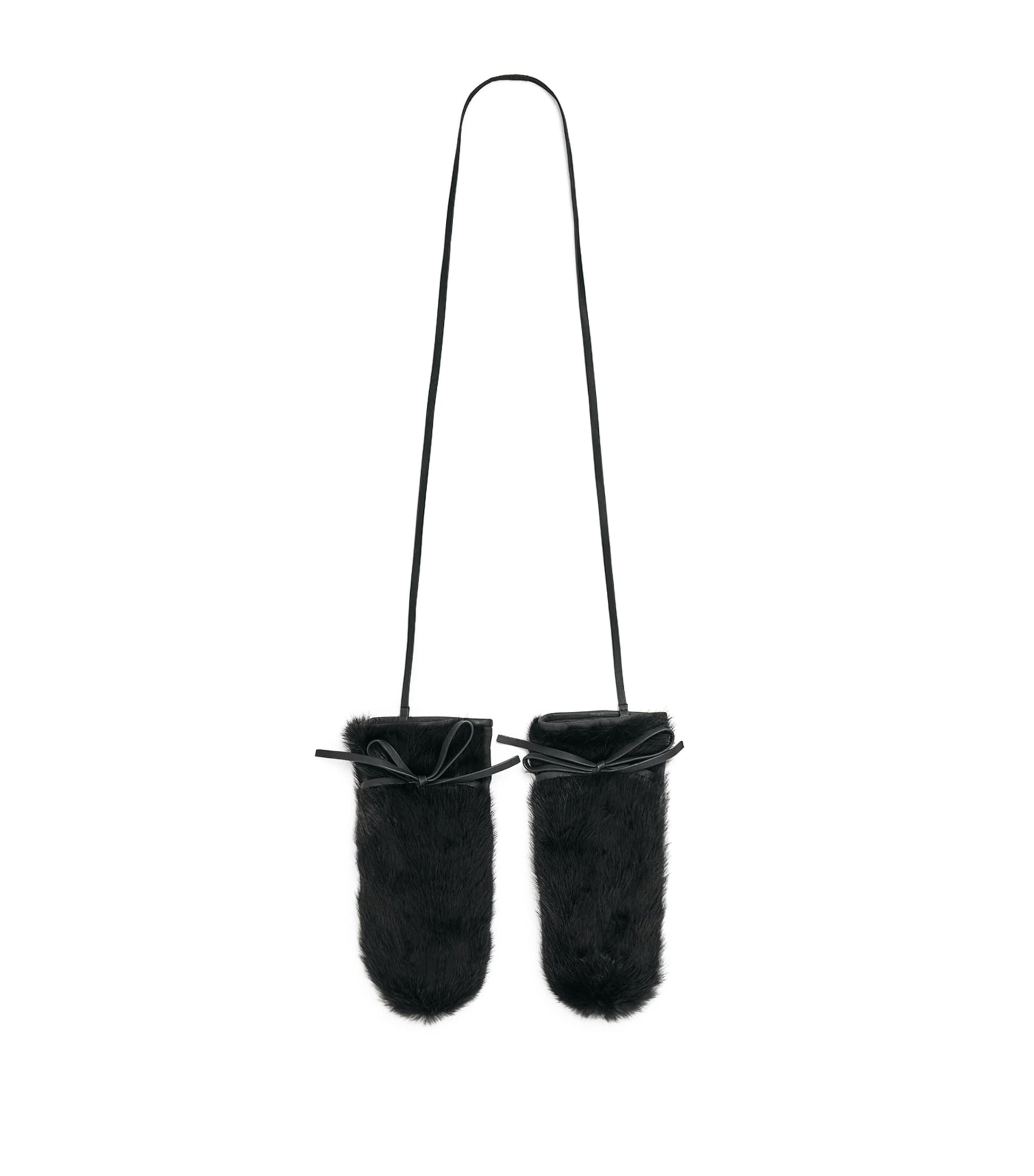 Yves Salomon Black Mink Fur-Leather Mittens