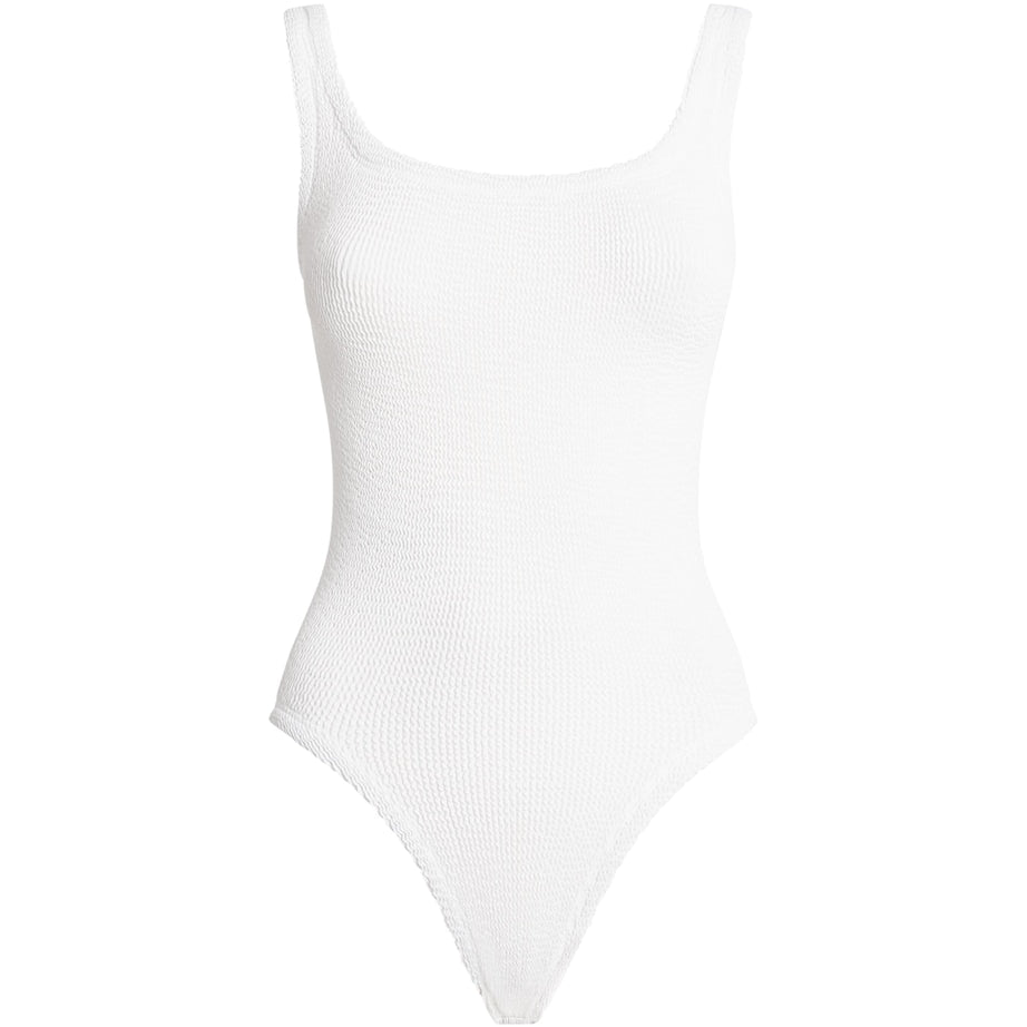 White Square-Neck Swimsuit