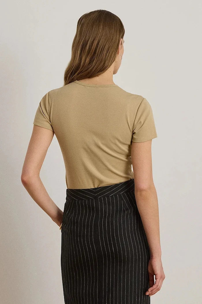 Lauren Ralph Lauren pamuk ve elastanlı basic kadın tişört