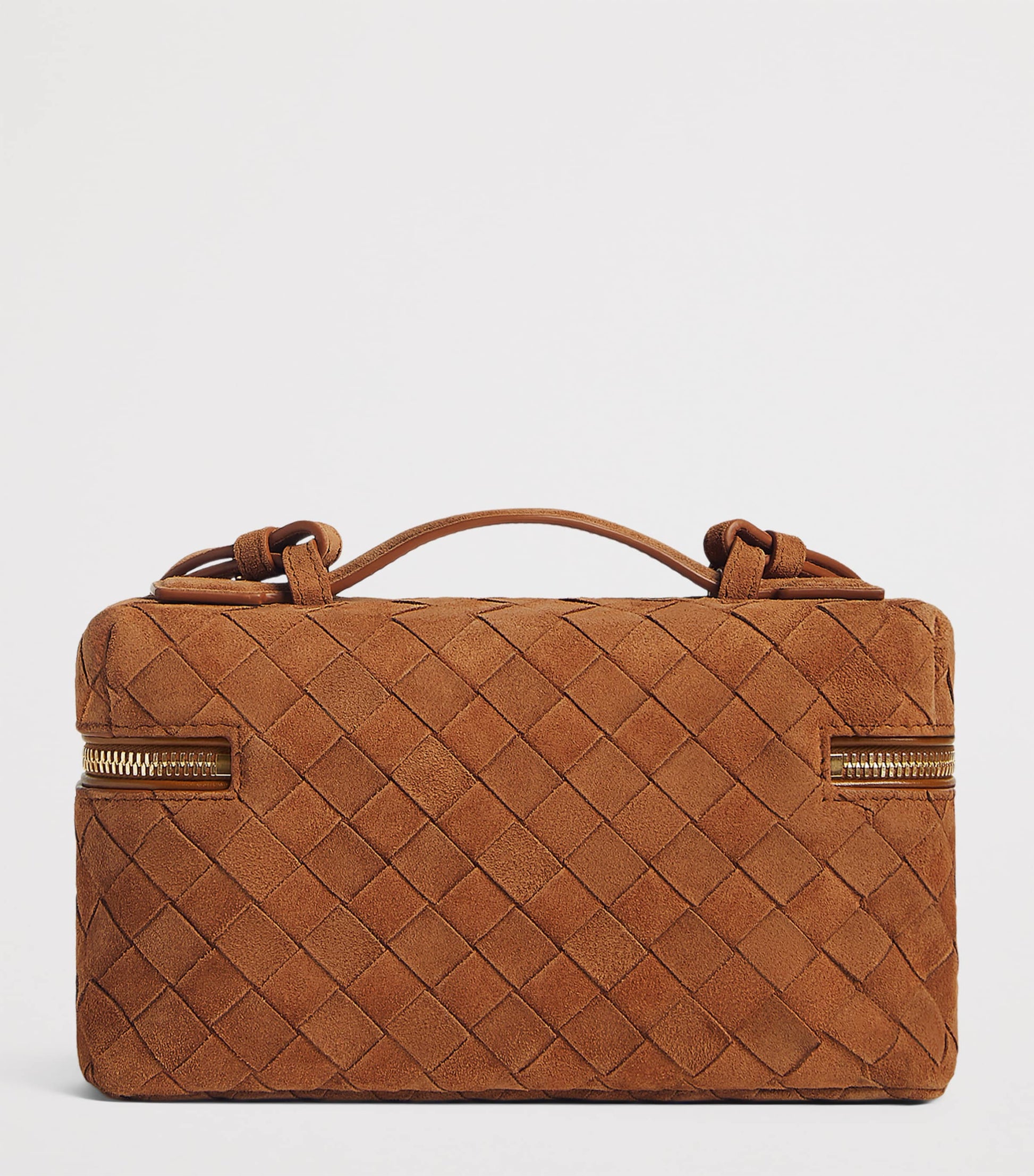 Brown Suede Bang Bang Vanity Case Top-Handle Bag