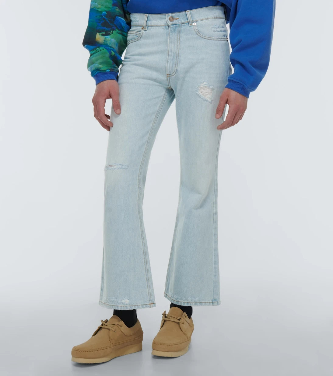 ERL - Distressed mid-rise flared jeans
