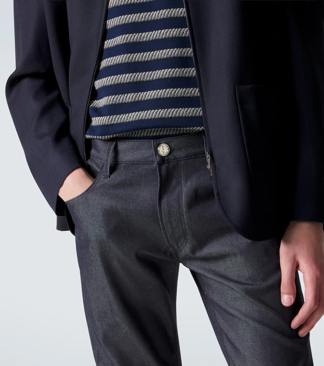 Giorgio Armani - Cotton and silk-blend straight jeans