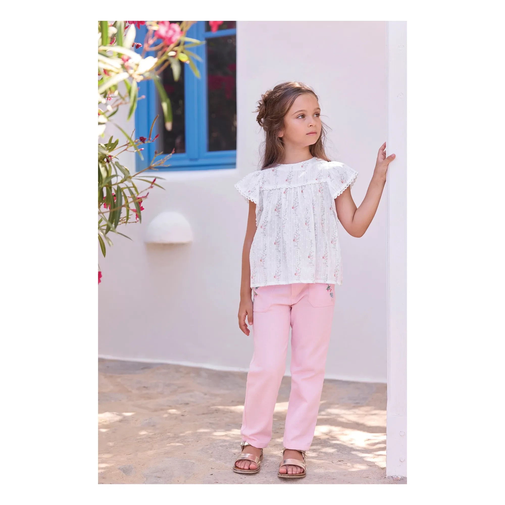 Tartine et Chocolat - Pants with embroidered pockets | Powder pink