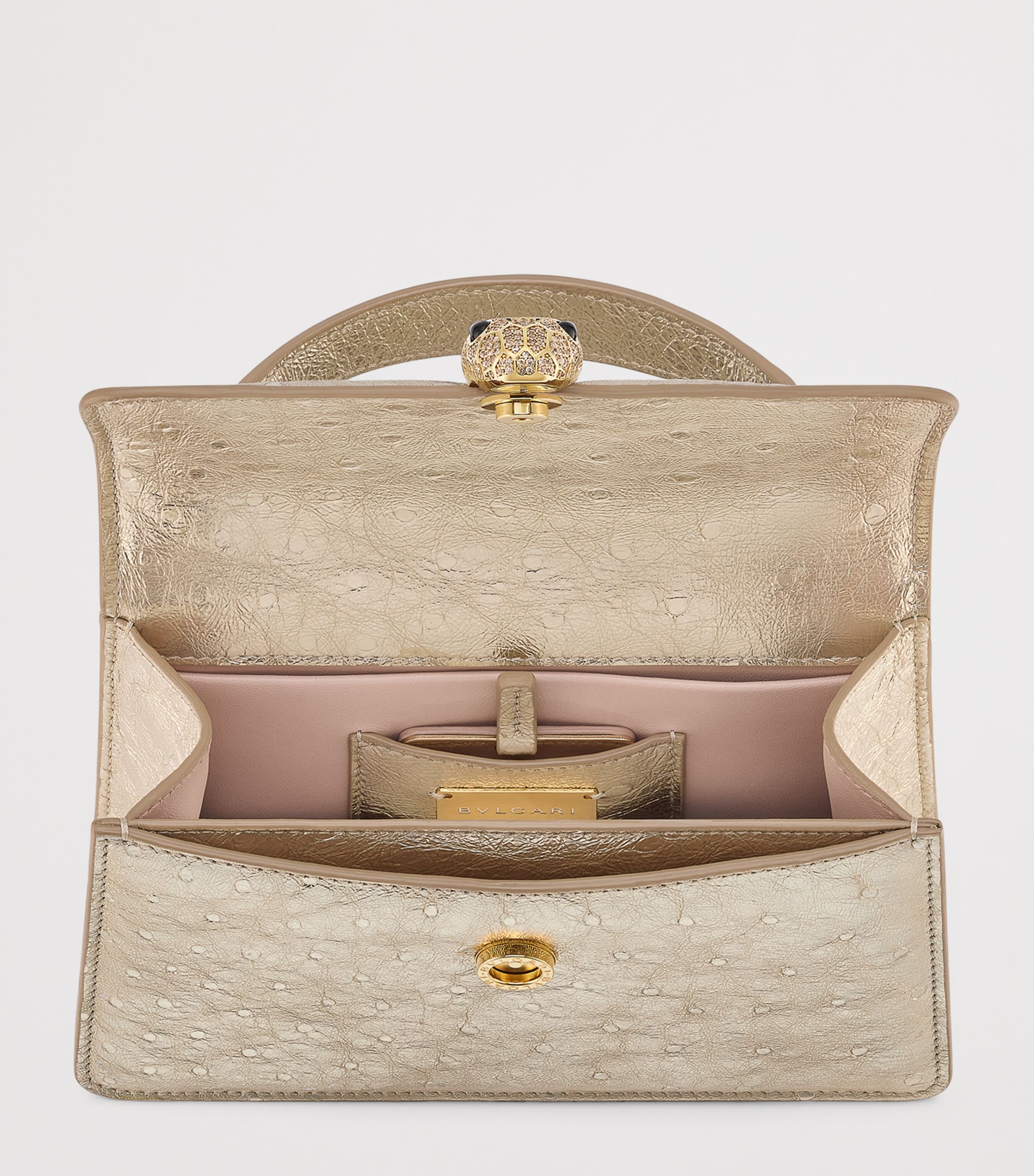 Bvlgari Gold Mini Leather Serpenti Forever Top-Handle Bag