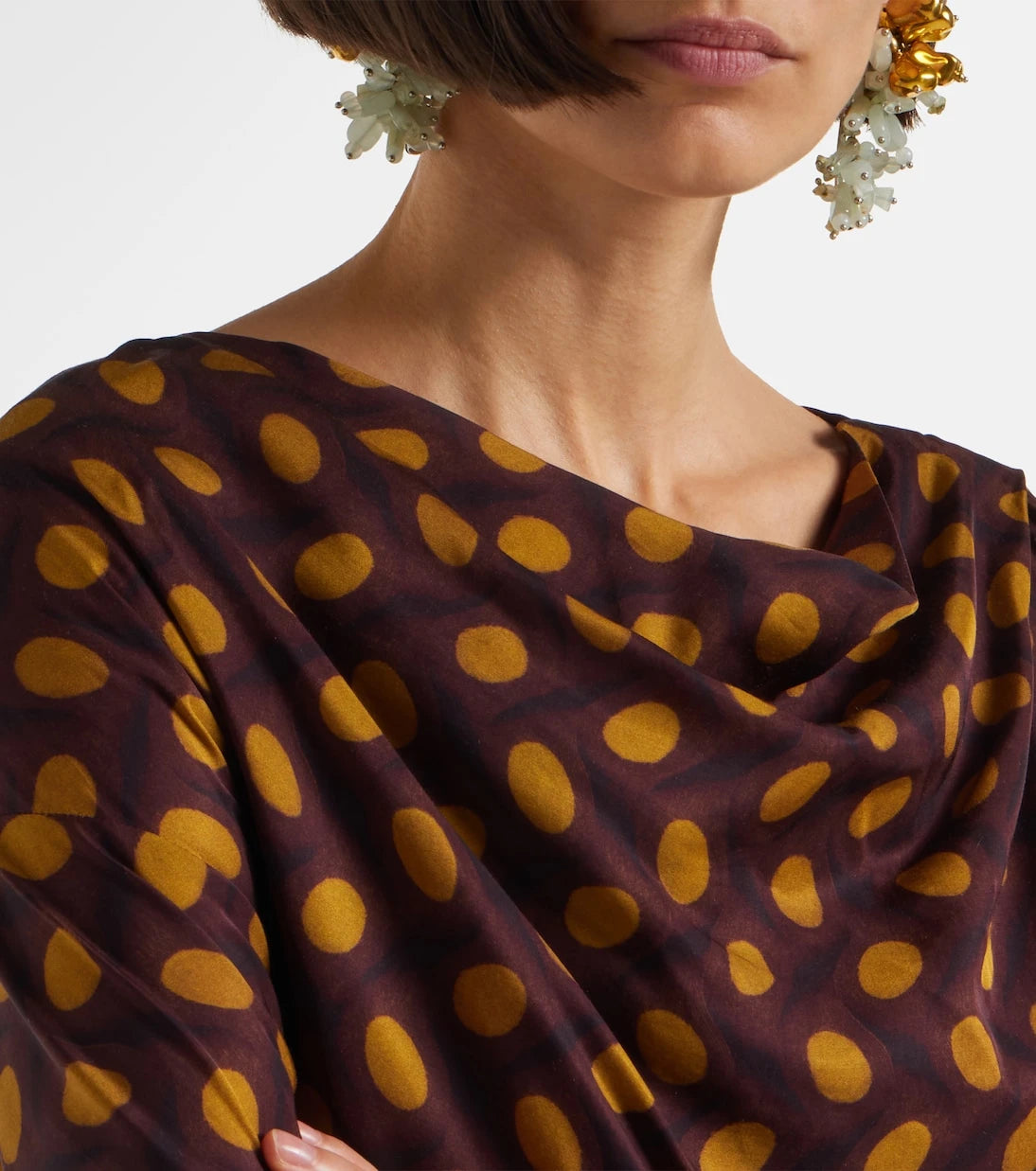 Dries Van Noten - فستان "ديدي" متوسط الطول منقط ومرصّع