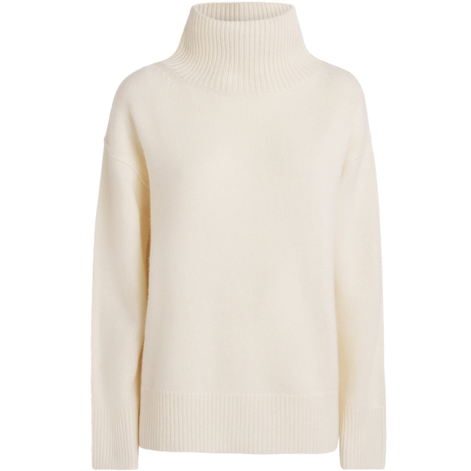 Soft Goat White Cashmere Rollneck Boyfriend Sweater