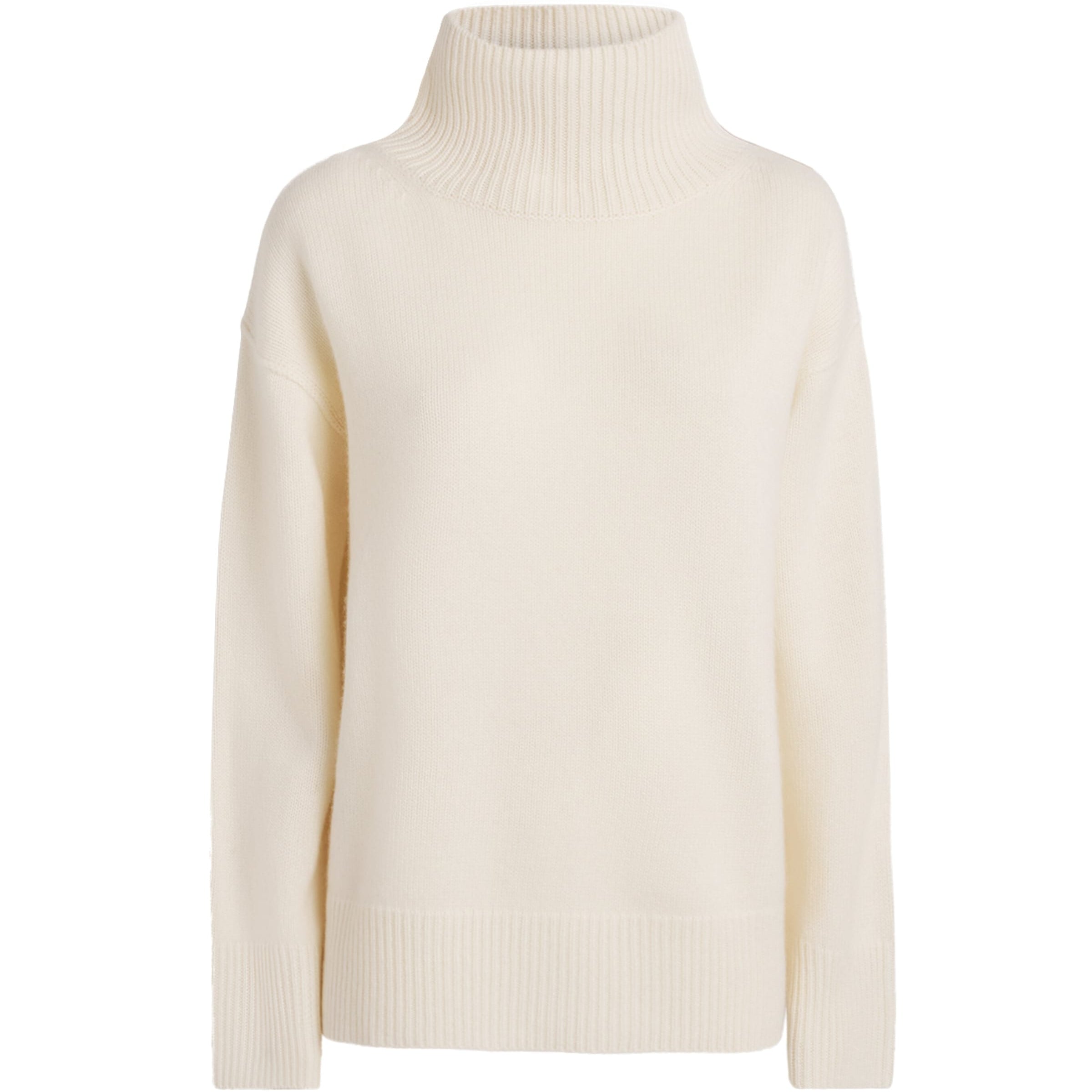 Soft Goat White Cashmere Rollneck Boyfriend Sweater