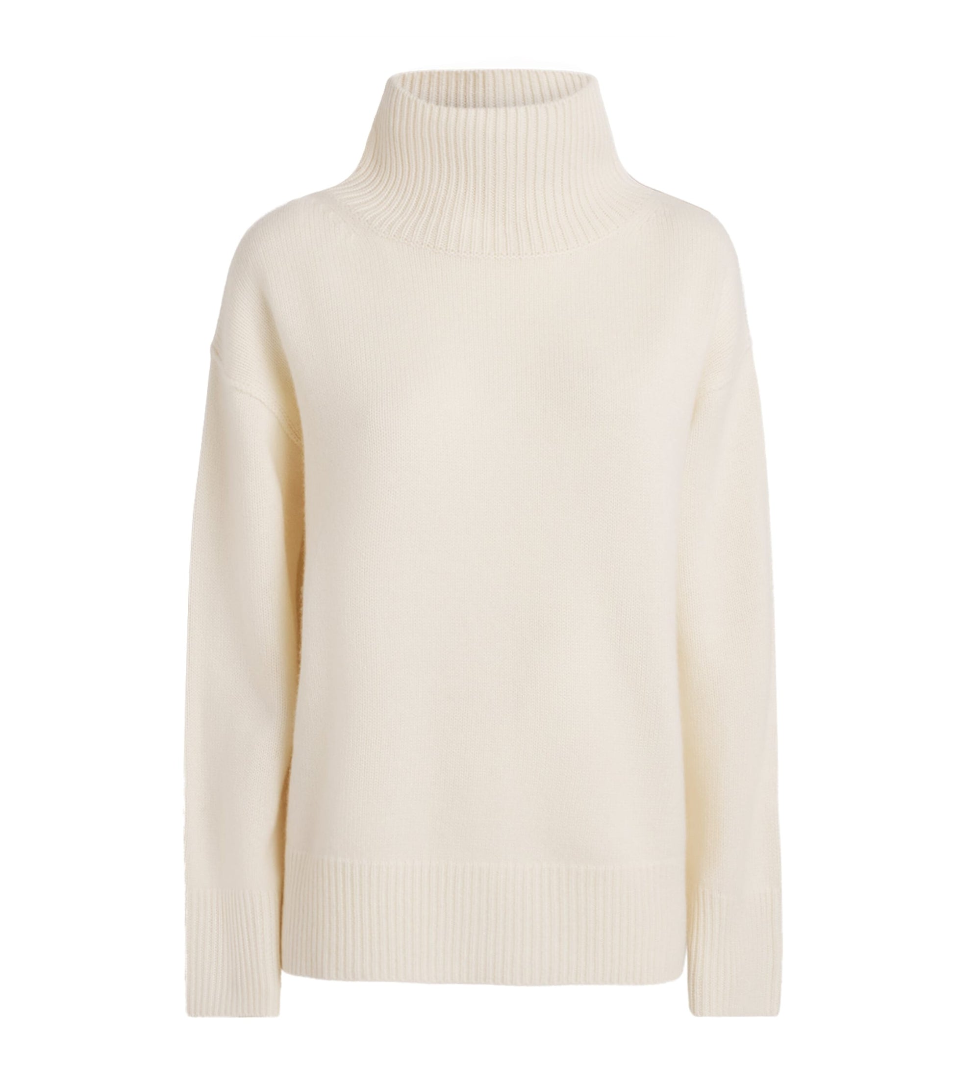 Soft Goat White Cashmere Rollneck Boyfriend Sweater