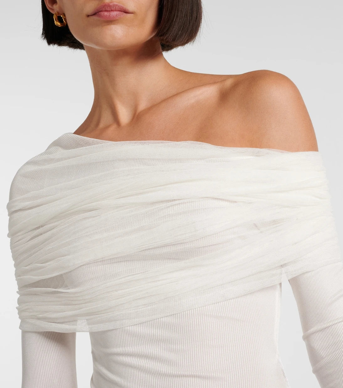 Christopher Esber - Sonora Veiled off-shoulder top