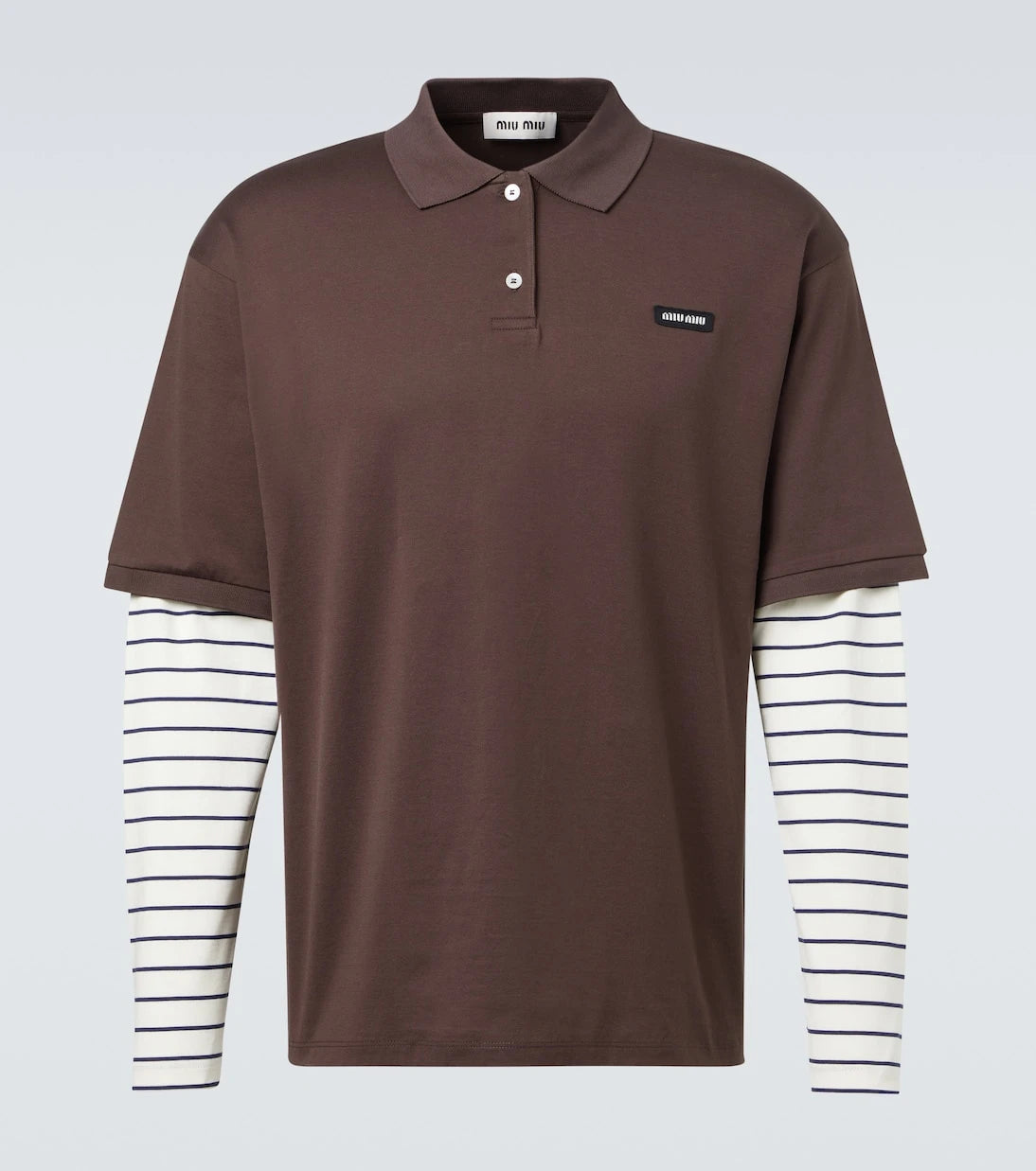 Miu Miu - Layered striped cotton polo shirt