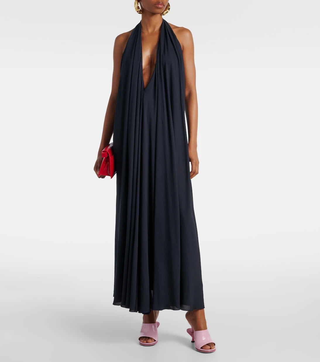 Jacquemus - فستان ماكسي نورما درابيه مفتوح الظهر من الكريب