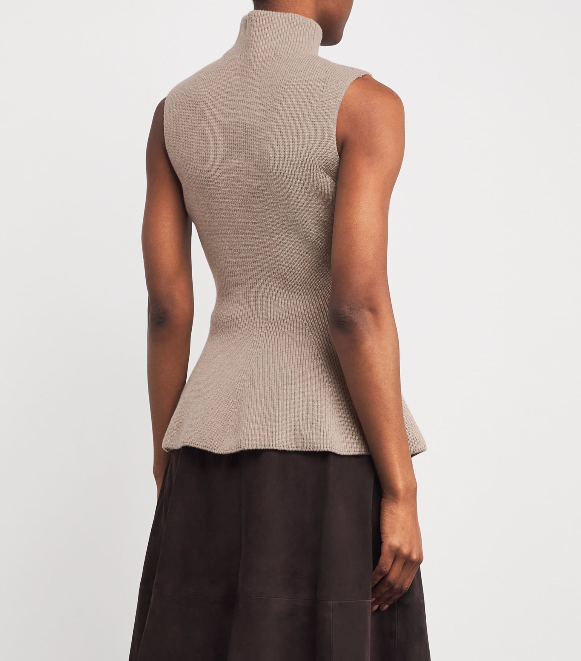 Róhe Black Wool-Cashmere Sleeveless Peplum Top