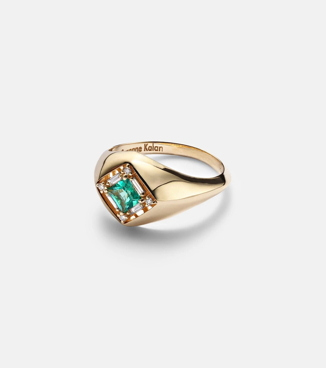 Suzanne Kalan - Signet Mini 18kt gold ring with emerald and diamonds
