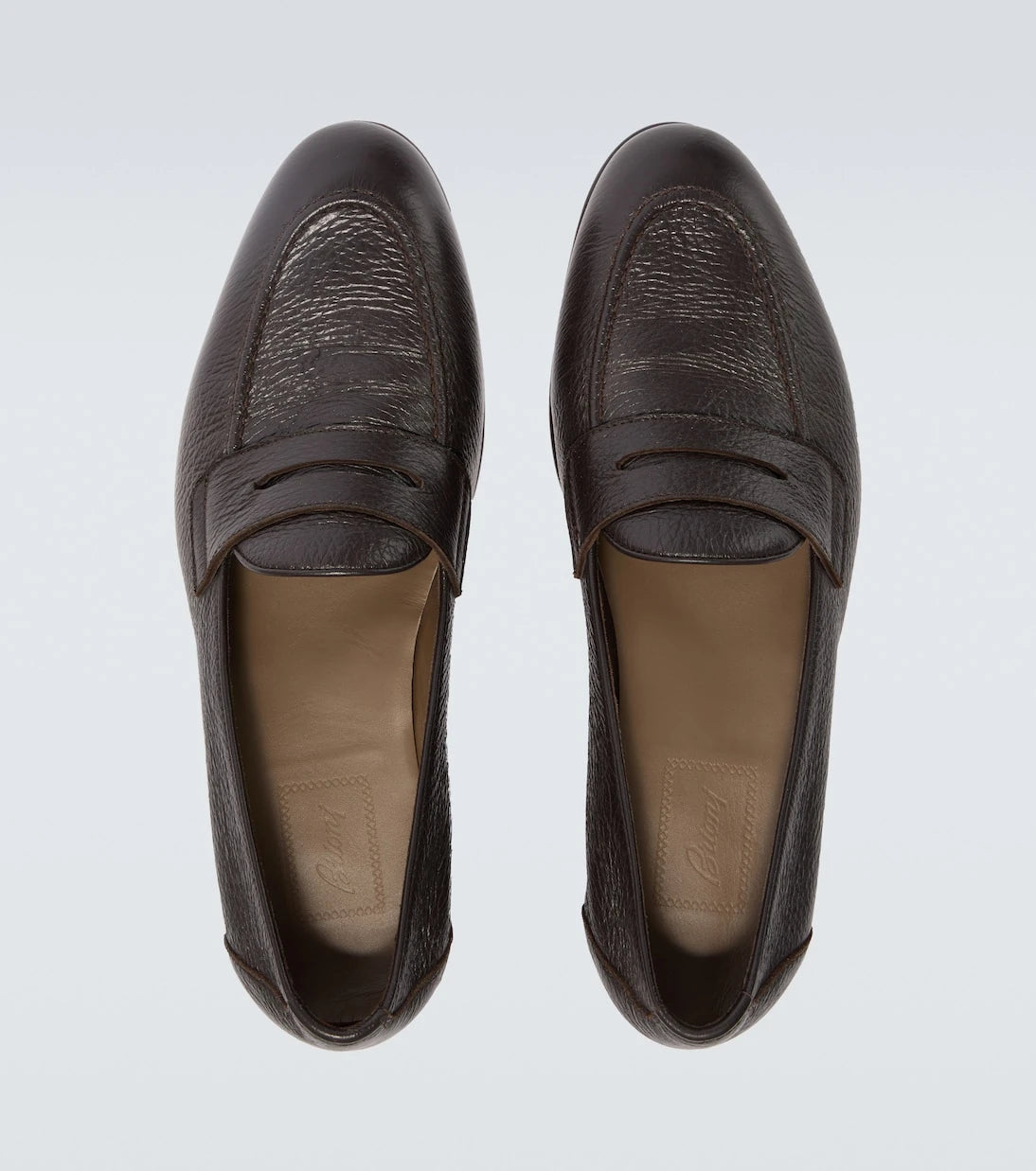 Brioni - Appia grained leather penny loafers