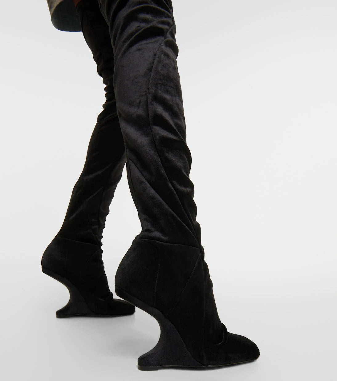 Rick Owens - Cantilever velvet over-the-knee boots