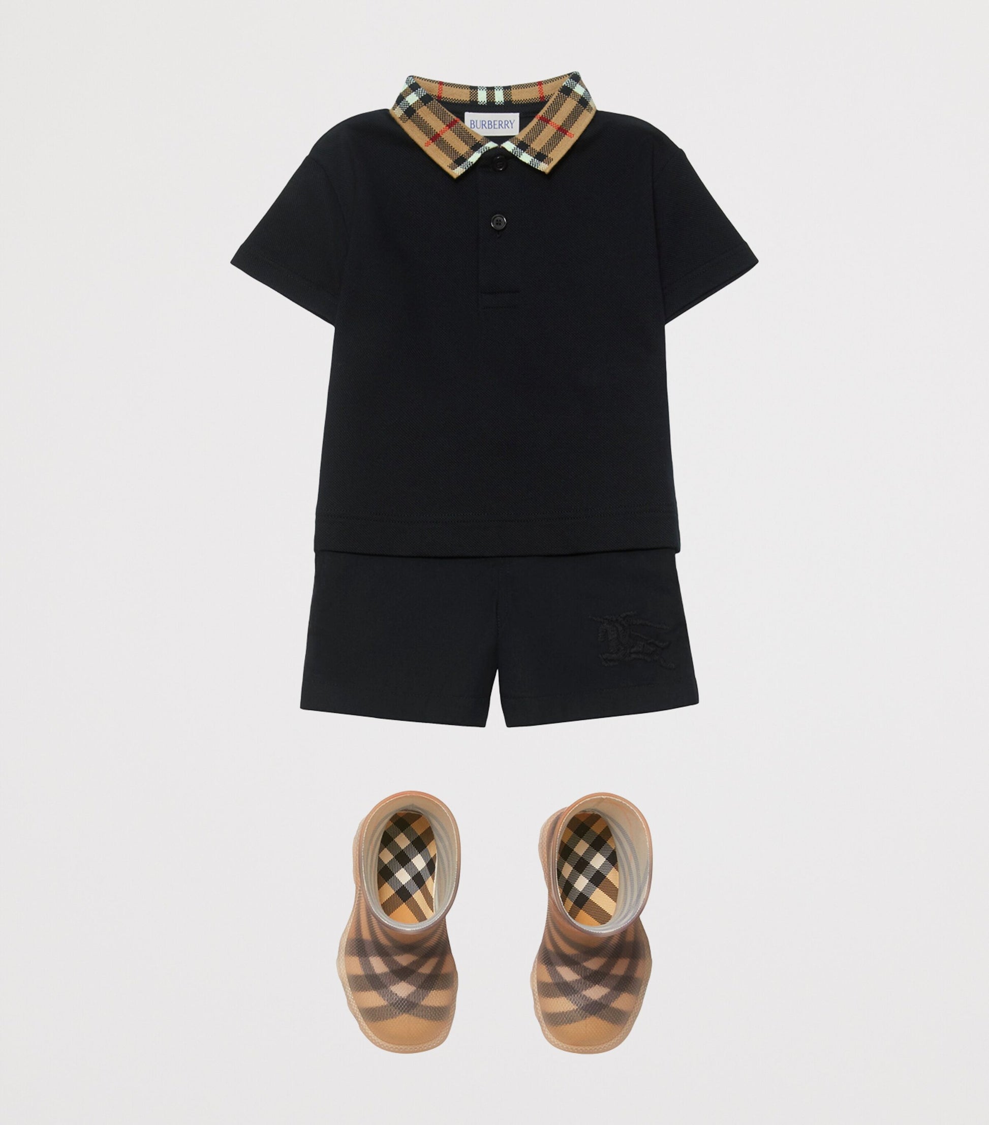 Burberry Kids Cotton Check-Collar Polo Shirt (6-24 Months)