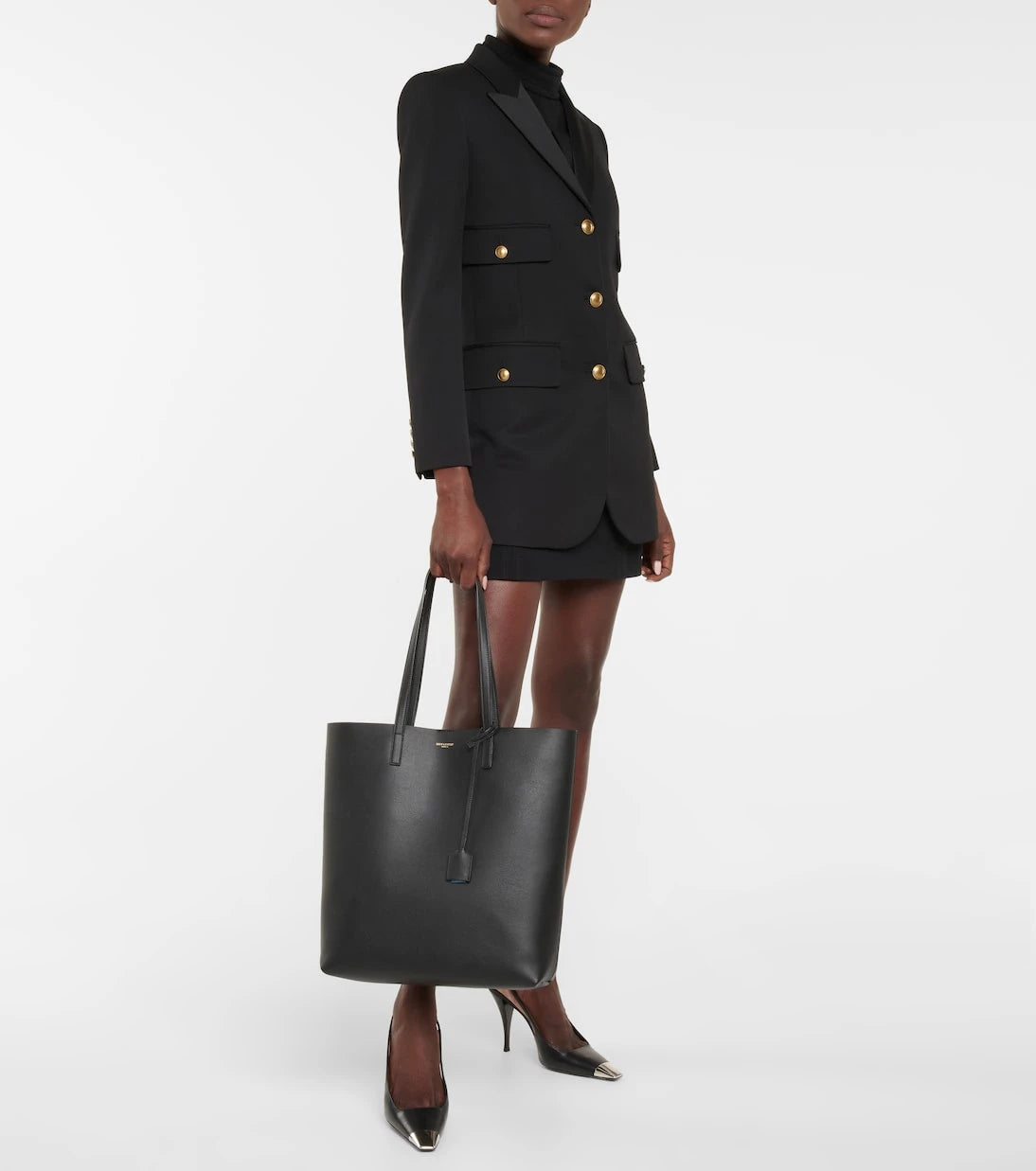 Saint Laurent - Shopping N/S leather tote bag