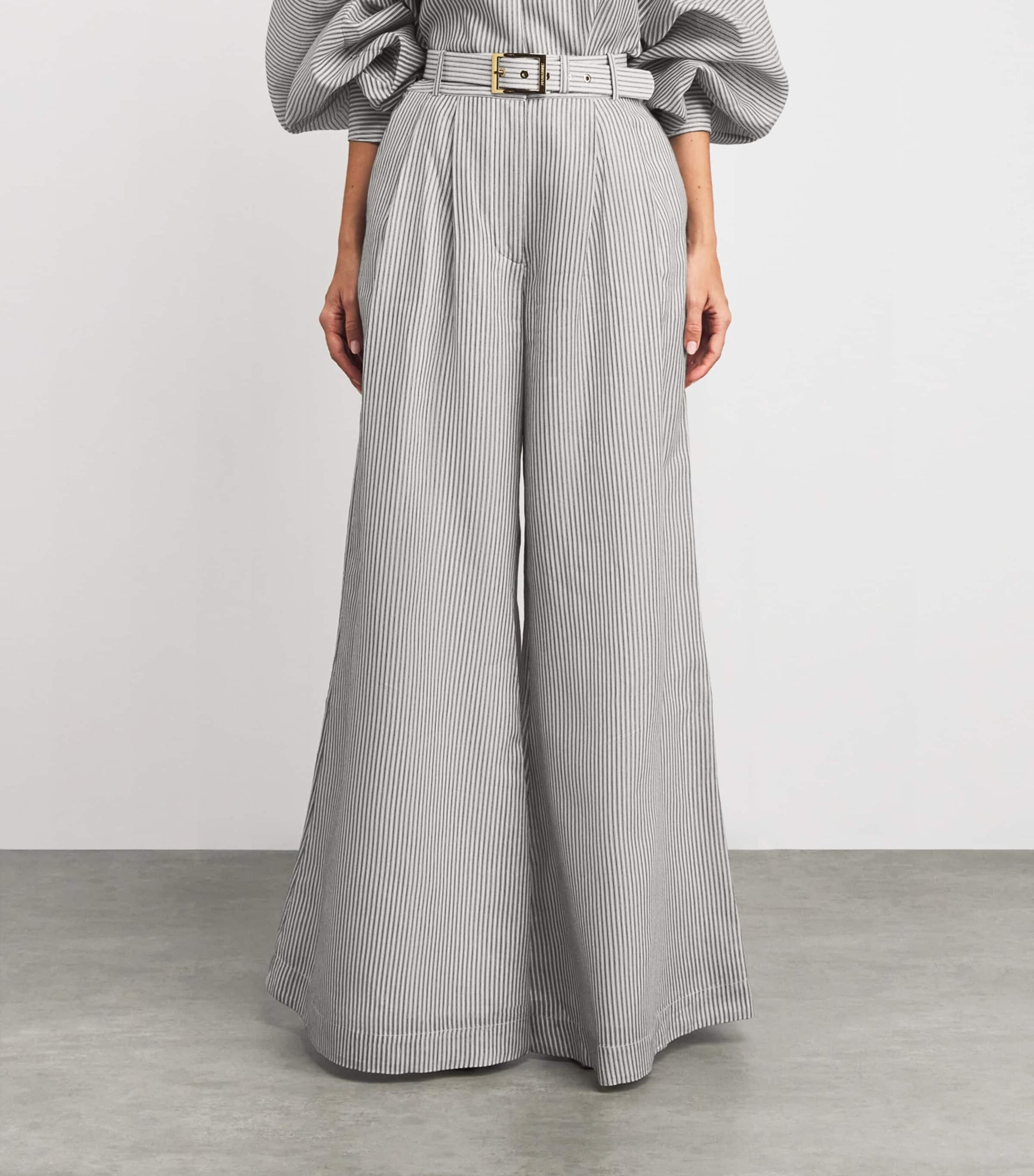 Zimmermann Multi Cotton-Silk Hypnotic Wide-Leg Trousers