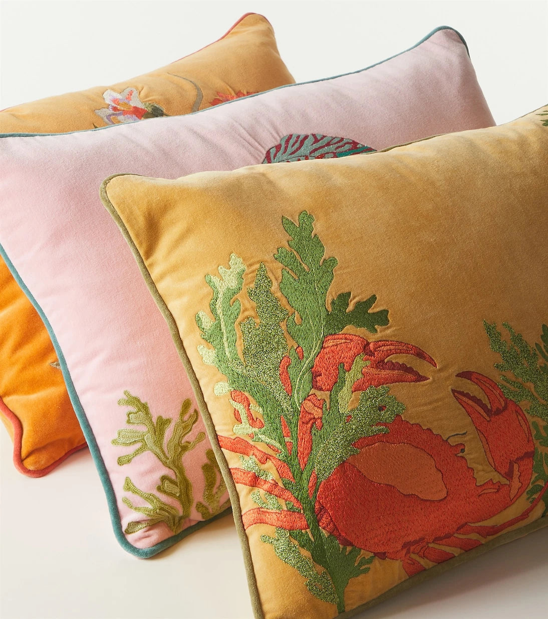 Les-Ottomans - Embroidered cotton velvet cushion