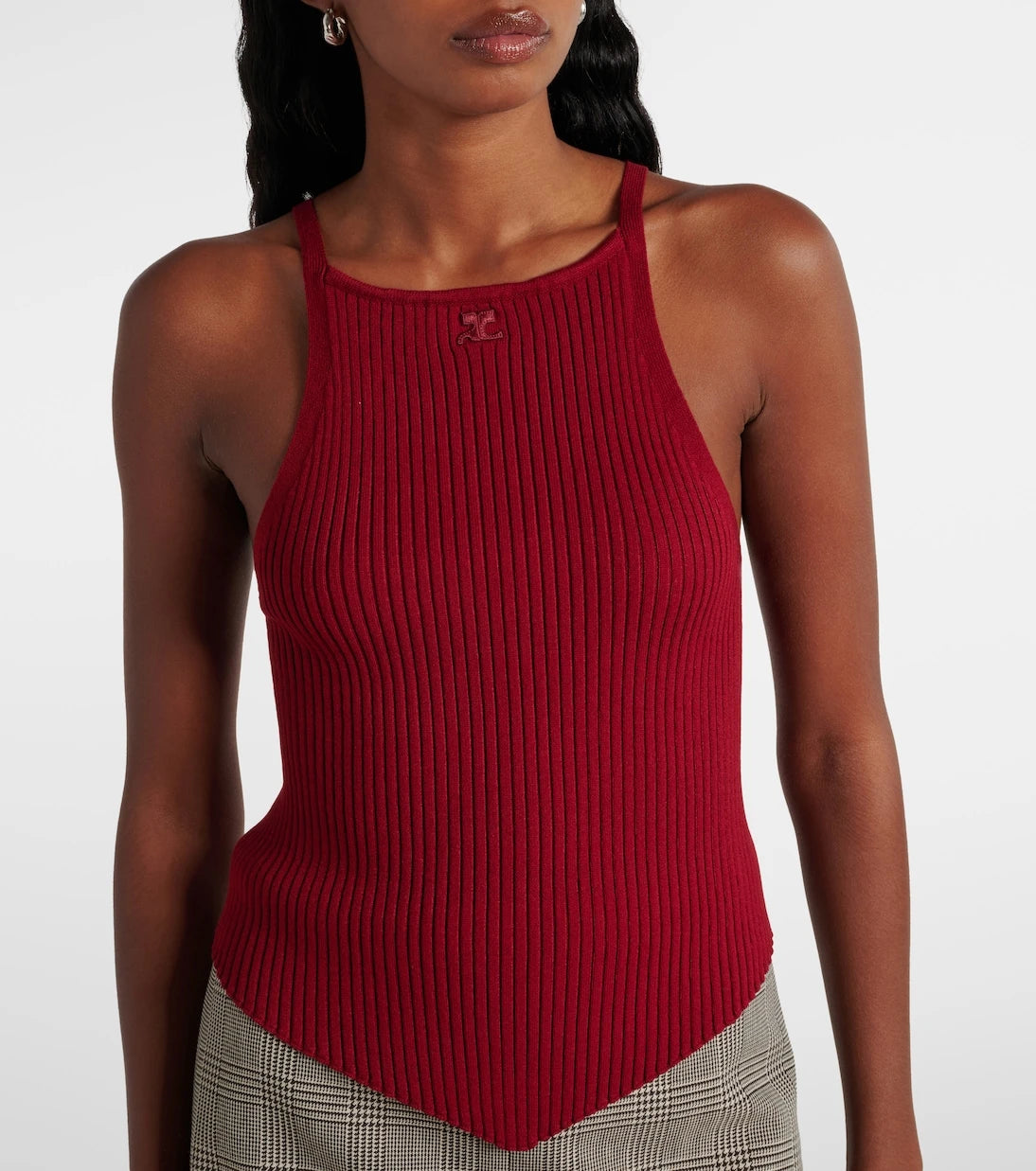 Courrèges - Ribbed-knit jersey tank top