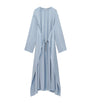 LOEWE Blue EXCLUSIVE Silk Satin Silver Capsule Donut Chain Maxi Dress
