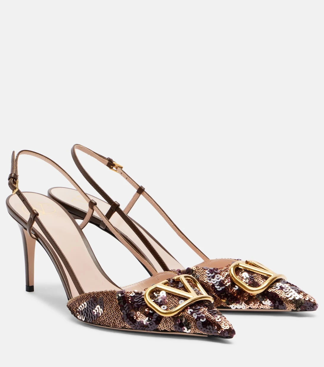 Valentino Garavani - Signature VLogo sequined slingback pumps
