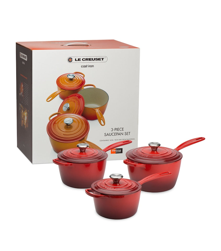 Set of 3 Cast Iron Saucepans