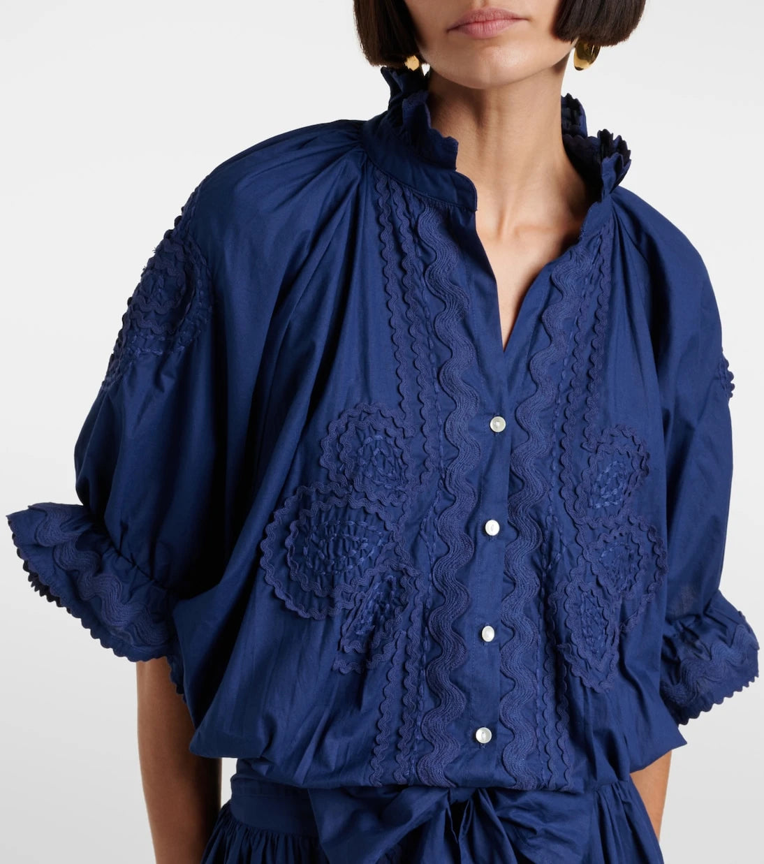Juliet Dunn - Embroidered cotton poplin minidress