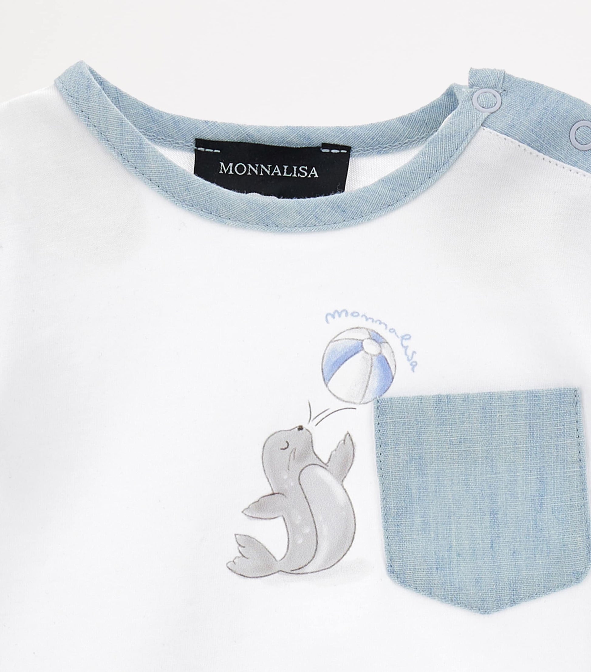 Monnalisa Cotton Seal Print T-Shirt and Shorts Set (1-9 Months)