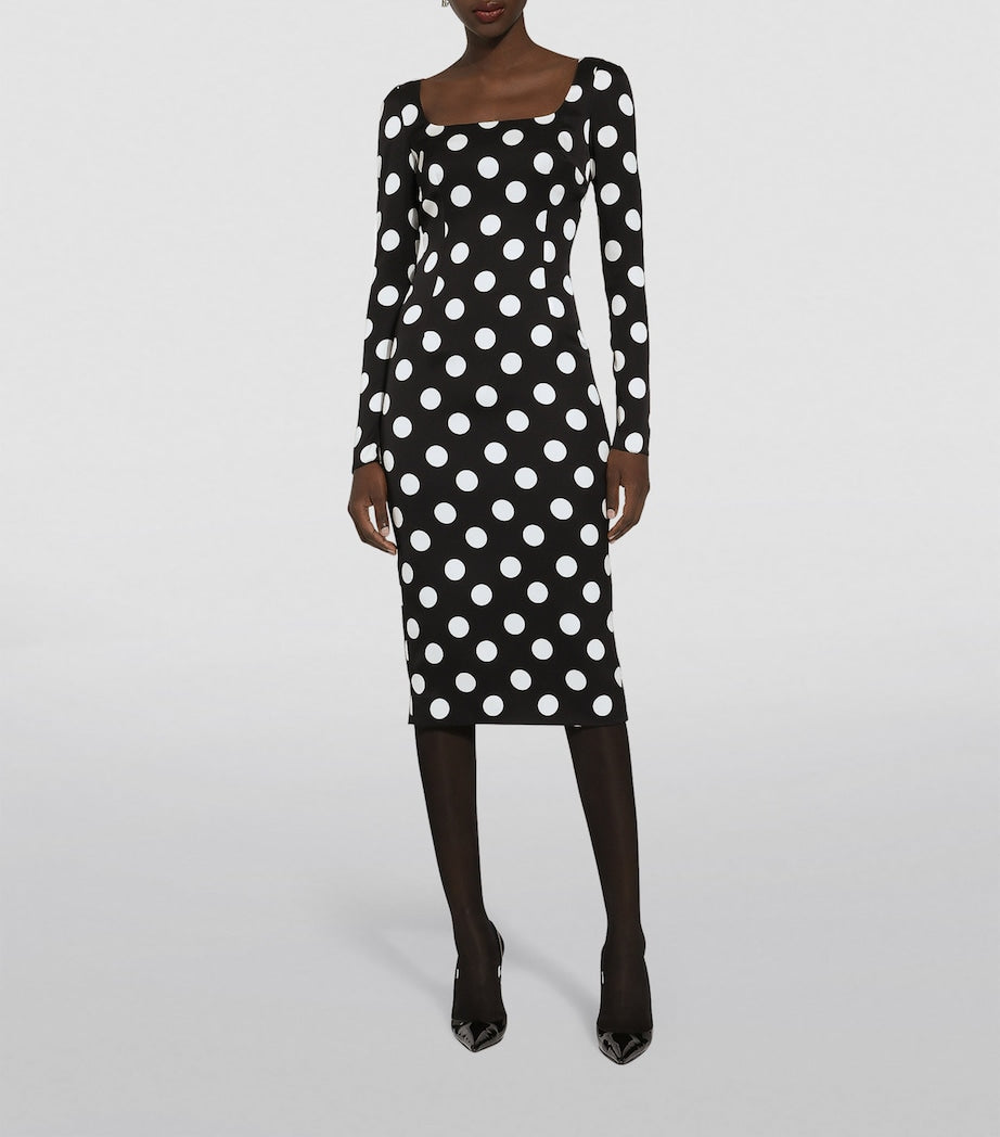 Dolce & Gabbana Multi Silk Polka-Dot Bodycon Dress